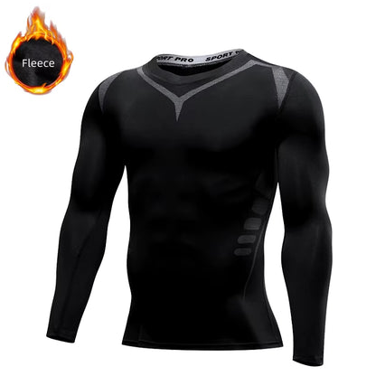 Men Compression Running T Shirt Fitness Tight Long Sleeve Sport Tshirt Training Jogging Shirts Gym Sportswear Winter Shirts
