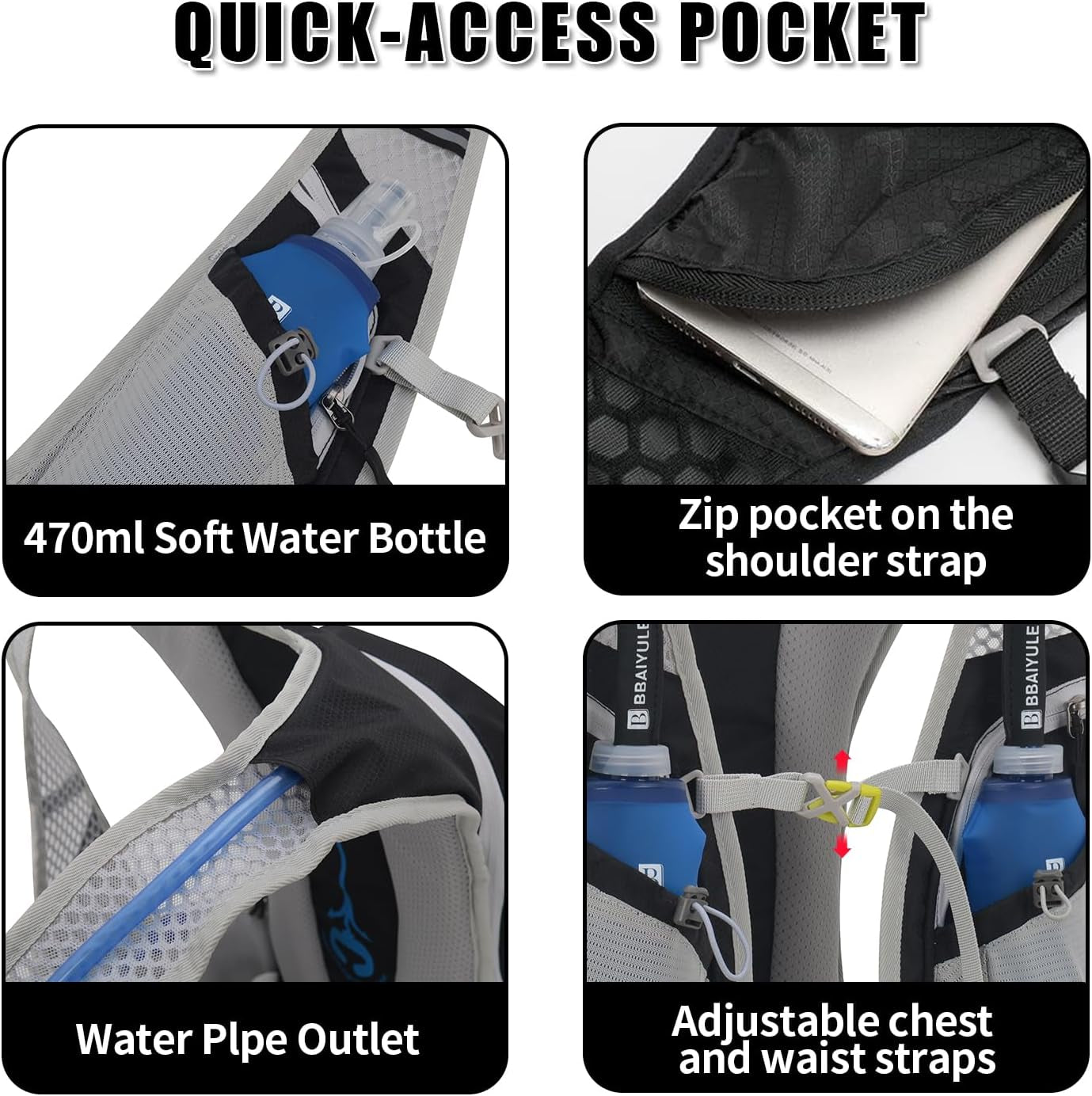 Large Hydration Backpack with Hydration Bladder(Or Soft Flask Optional),Big Water Backpack Daypack for Men Women,Cycling Hydration Vest for Hiking, Running, Cycling, Biking