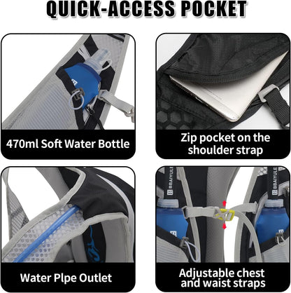 Large Hydration Backpack with Hydration Bladder(Or Soft Flask Optional),Big Water Backpack Daypack for Men Women,Cycling Hydration Vest for Hiking, Running, Cycling, Biking