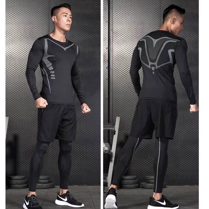 Men Compression Running T Shirt Fitness Tight Long Sleeve Sport Tshirt Training Jogging Shirts Gym Sportswear Winter Shirts