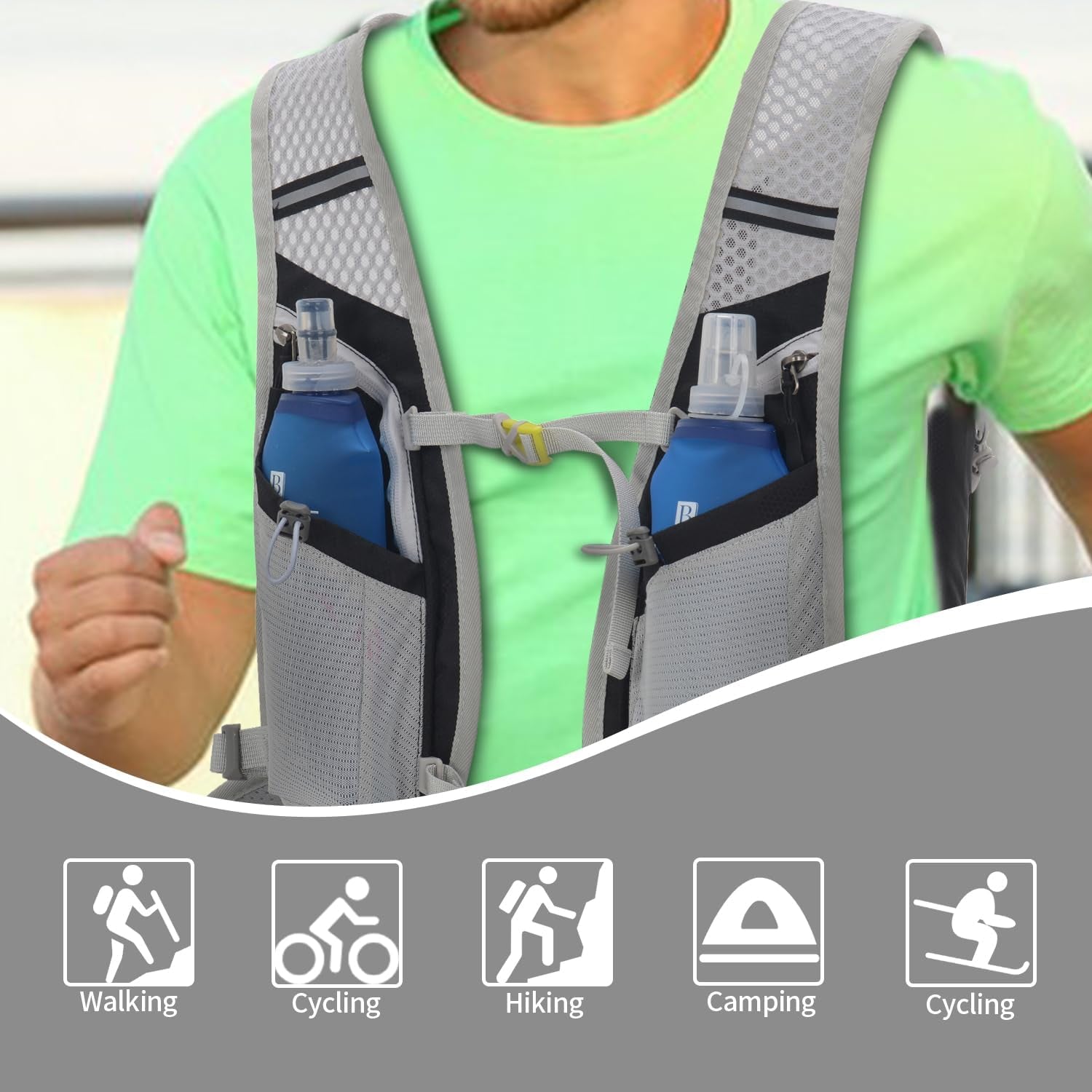 Large Hydration Backpack with Hydration Bladder(Or Soft Flask Optional),Big Water Backpack Daypack for Men Women,Cycling Hydration Vest for Hiking, Running, Cycling, Biking