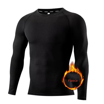 Men Compression Running T Shirt Fitness Tight Long Sleeve Sport Tshirt Training Jogging Shirts Gym Sportswear Winter Shirts