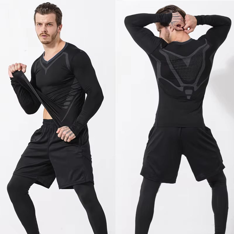 Men Compression Running T Shirt Fitness Tight Long Sleeve Sport Tshirt Training Jogging Shirts Gym Sportswear Winter Shirts