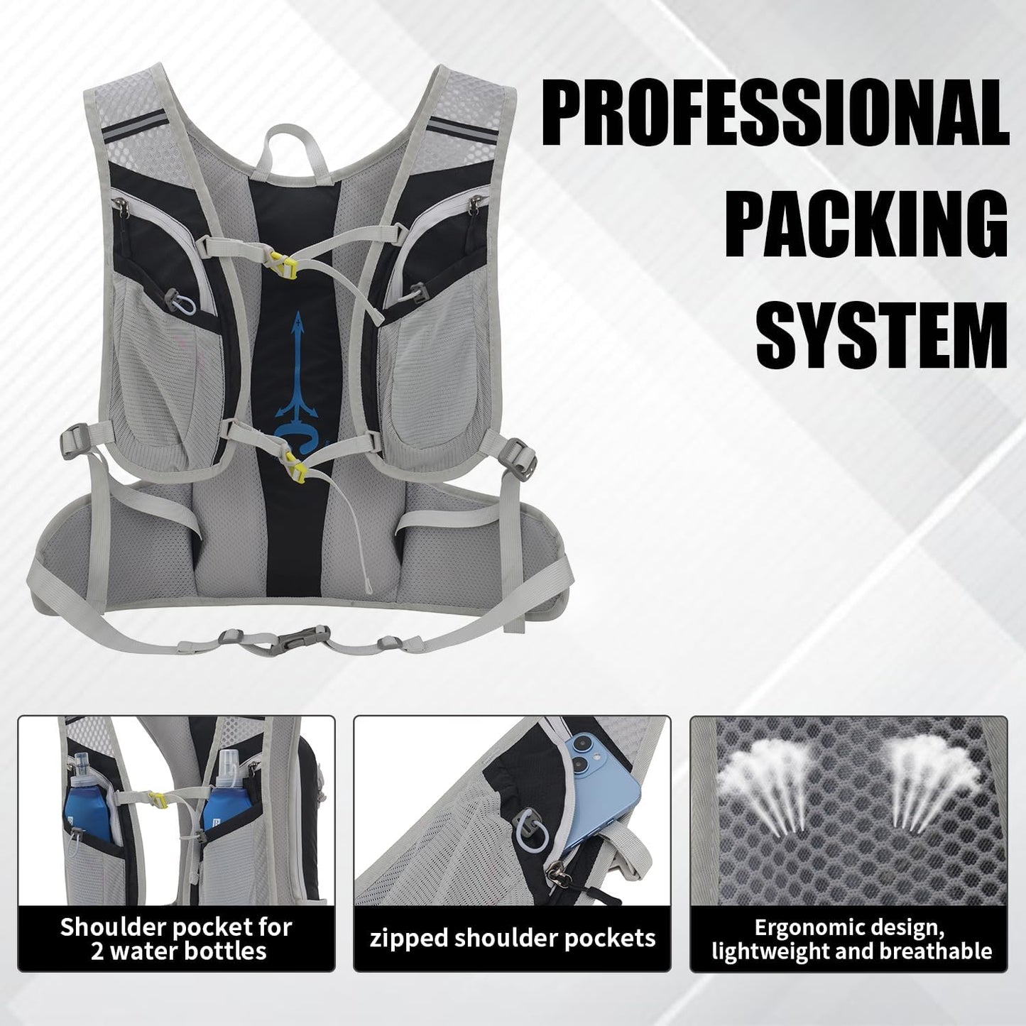 Large Hydration Backpack with Hydration Bladder(Or Soft Flask Optional),Big Water Backpack Daypack for Men Women,Cycling Hydration Vest for Hiking, Running, Cycling, Biking