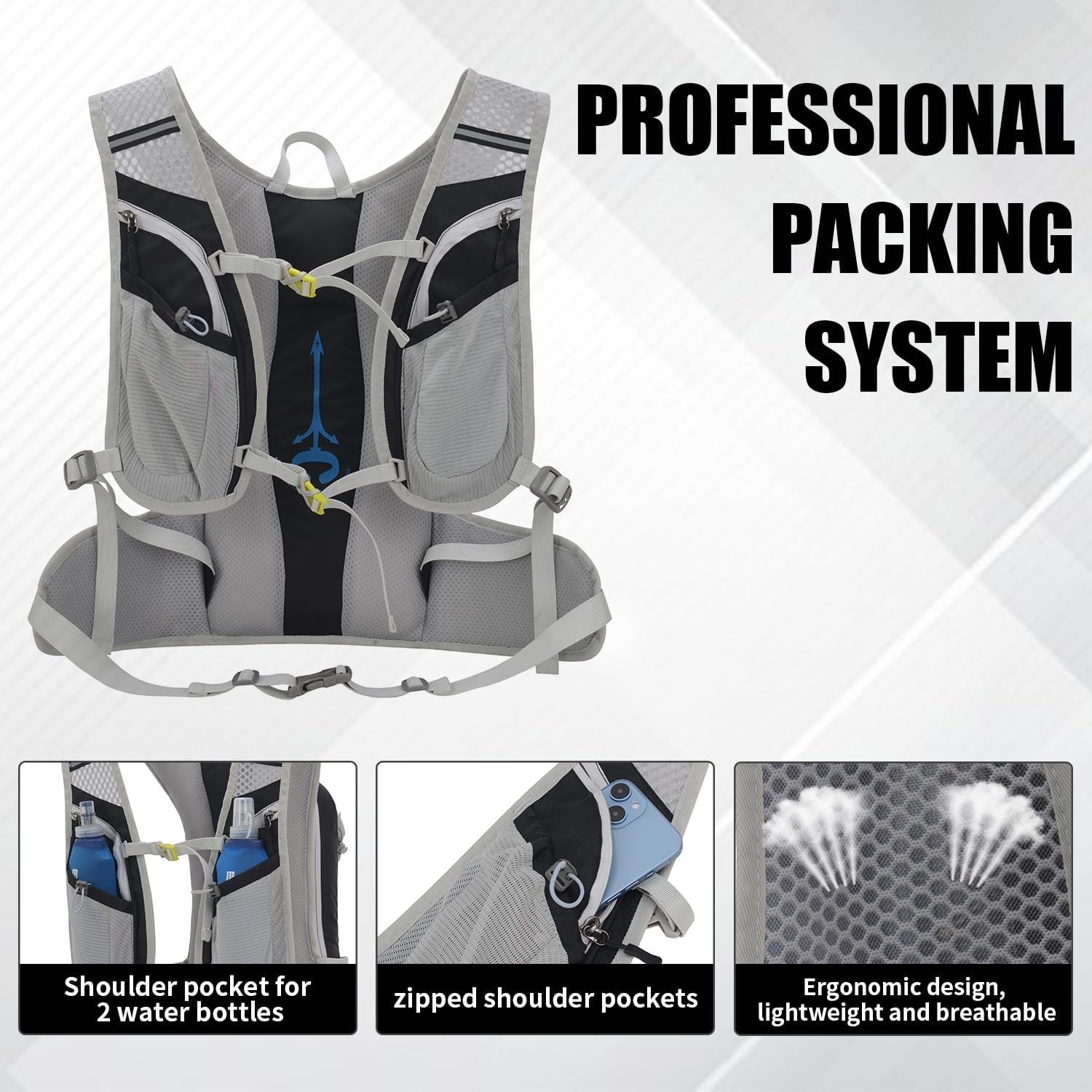 Large Hydration Backpack with Hydration Bladder(Or Soft Flask Optional),Big Water Backpack Daypack for Men Women,Cycling Hydration Vest for Hiking, Running, Cycling, Biking