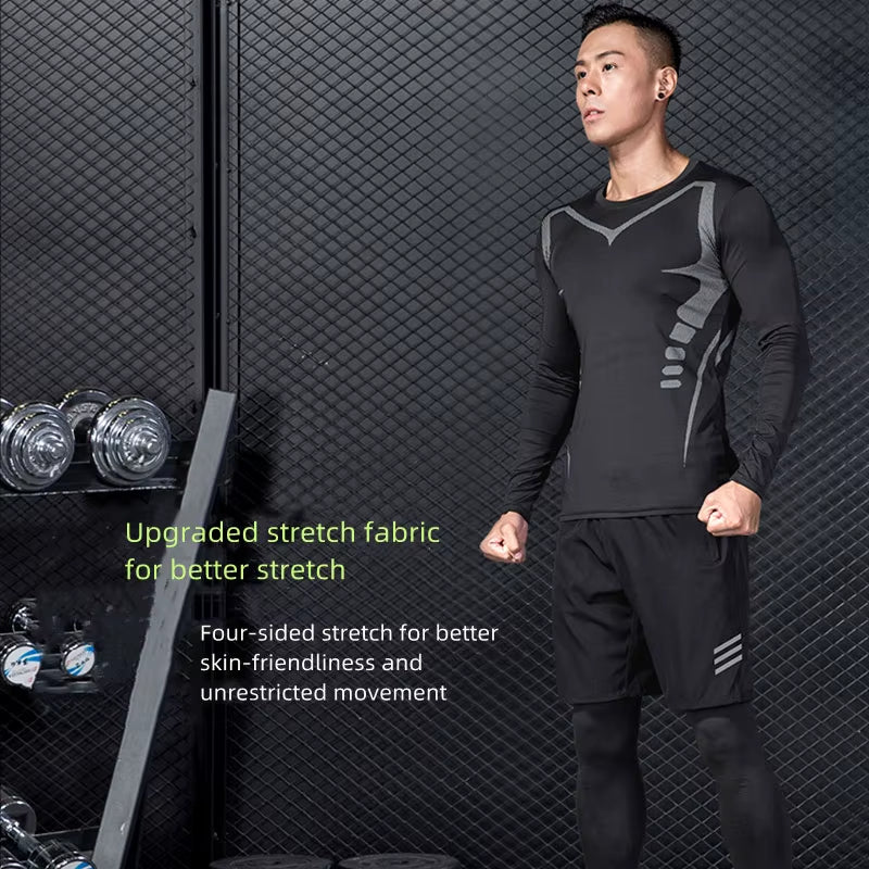 Men Compression Running T Shirt Fitness Tight Long Sleeve Sport Tshirt Training Jogging Shirts Gym Sportswear Winter Shirts